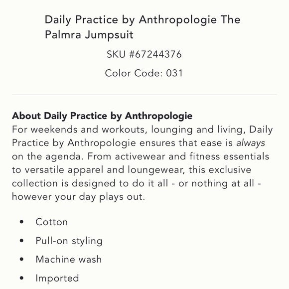 Anthropologie Daily Practice Palmra Jumpsuit - Picture 6 of 8